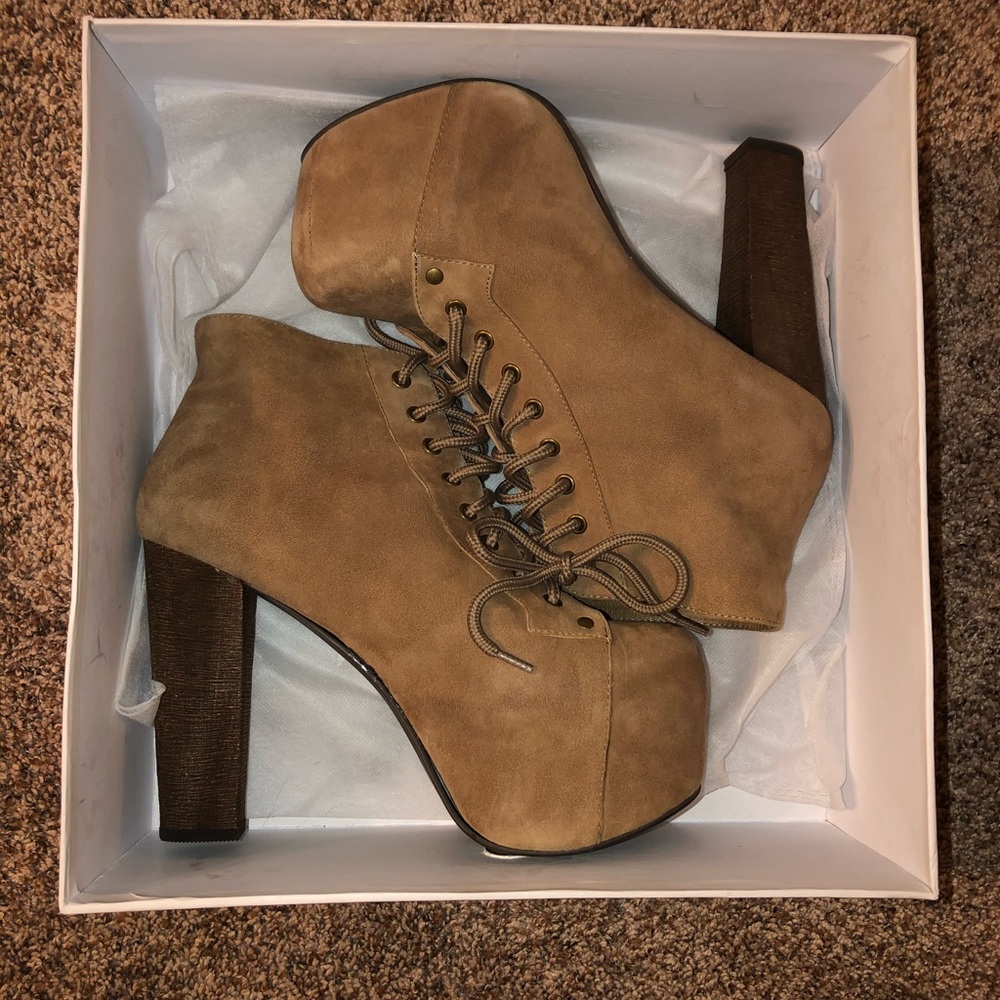 Jeffrey Campbell Suede Taupe Lita Platform